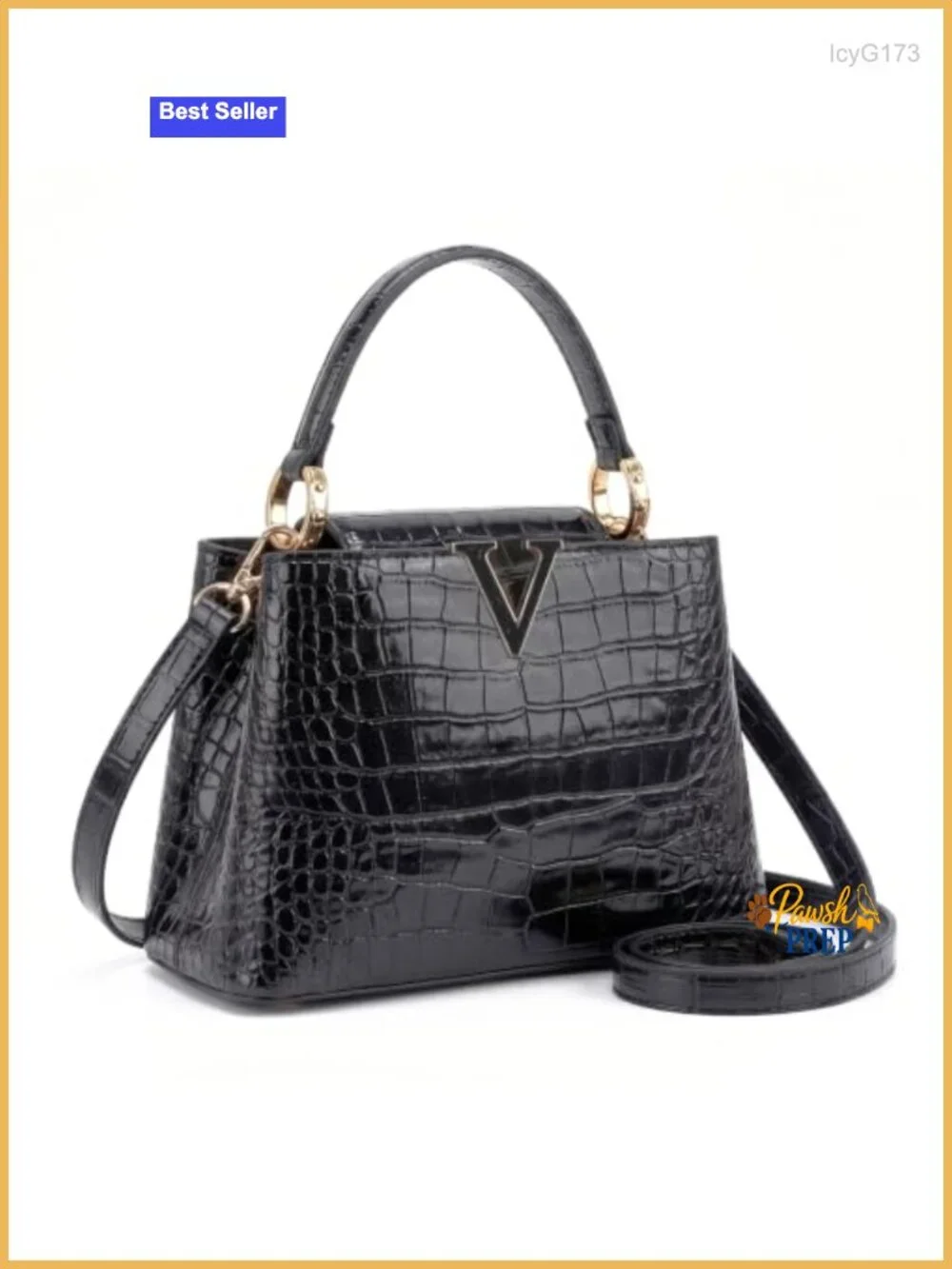 Women's Small Satchel Bag Crocodile Embossed Faux Leather Crossbody Shoulder